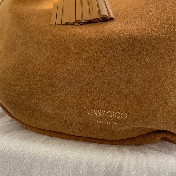 Brand New Jimmy Choo Athini Hobo Bag Tan Suede - Picture 2 of 9